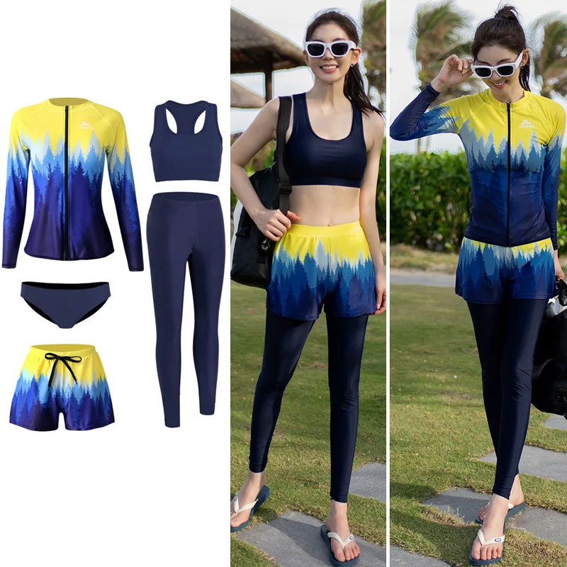 

3-5pcs/set Men's Women's Long Sleeve Rash Guard Loose Fit Swim Shirt UV Sun Protection Top & Bottom Fishing Run Sunsuit