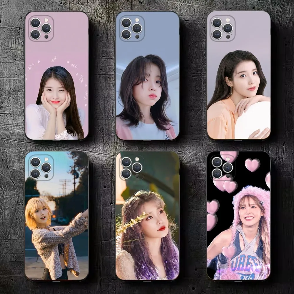 

Singer IU Lee Ji Eun Phone Case For iPhone 15,14,13,12,11,Plus,Pro Max,XS,X,XR,SE,Mini,8,7 Soft Silicone Black Cover