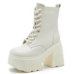 11cm New Microfiber Leather Women High Brand ZIP Increase Casual Ankle Boots Pumps Heels White Shoes Platform Wedge Shoes