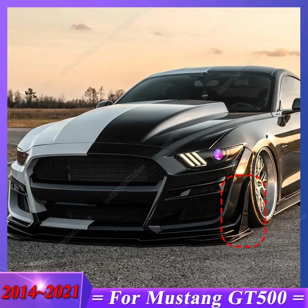 

For Mustang GT500 2014 to 2021 Black One Set Front Bumper Corner Spoiler Prevent Collision Front Side Corner Winglet Splitters