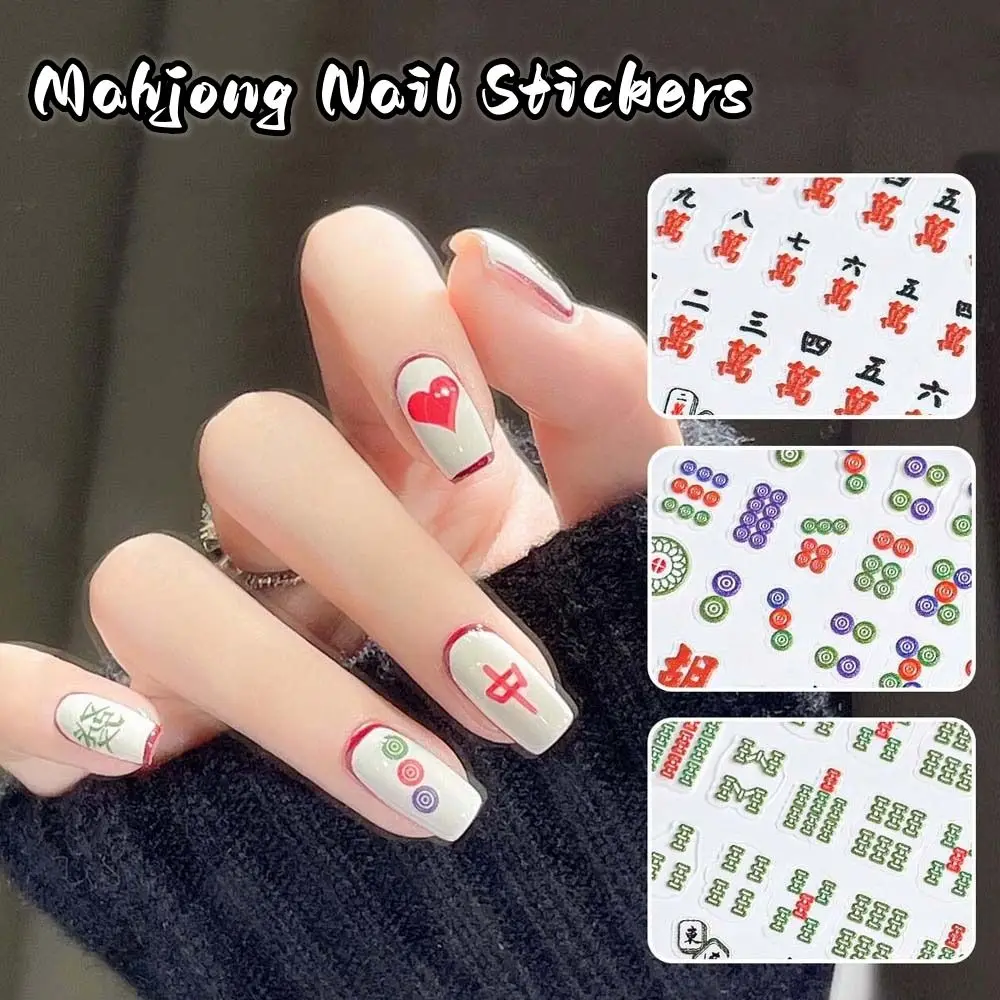 

Nail Accessories Mahjong Nail Stickers Chinese Character Cartoon Mahjong Nail Decals