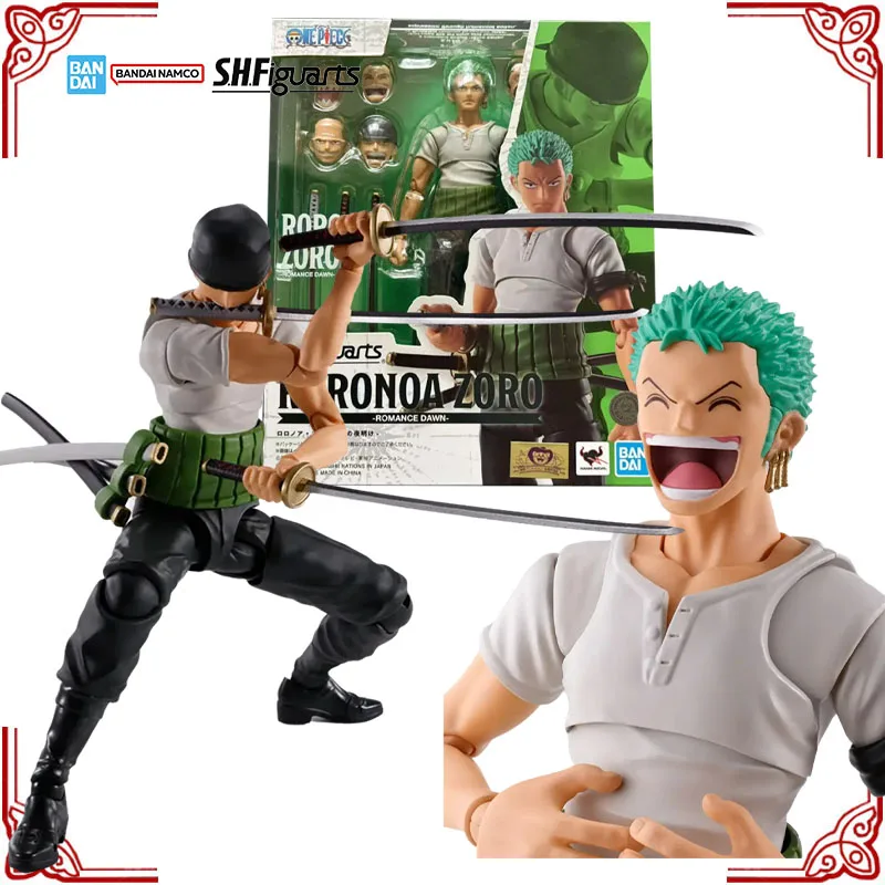 

In Stock Genuine Bandai One Piece Model Kit SHF Roronoa Zoro Romance Dawn Anime Action Figure Collection Finished Model Toy Gift