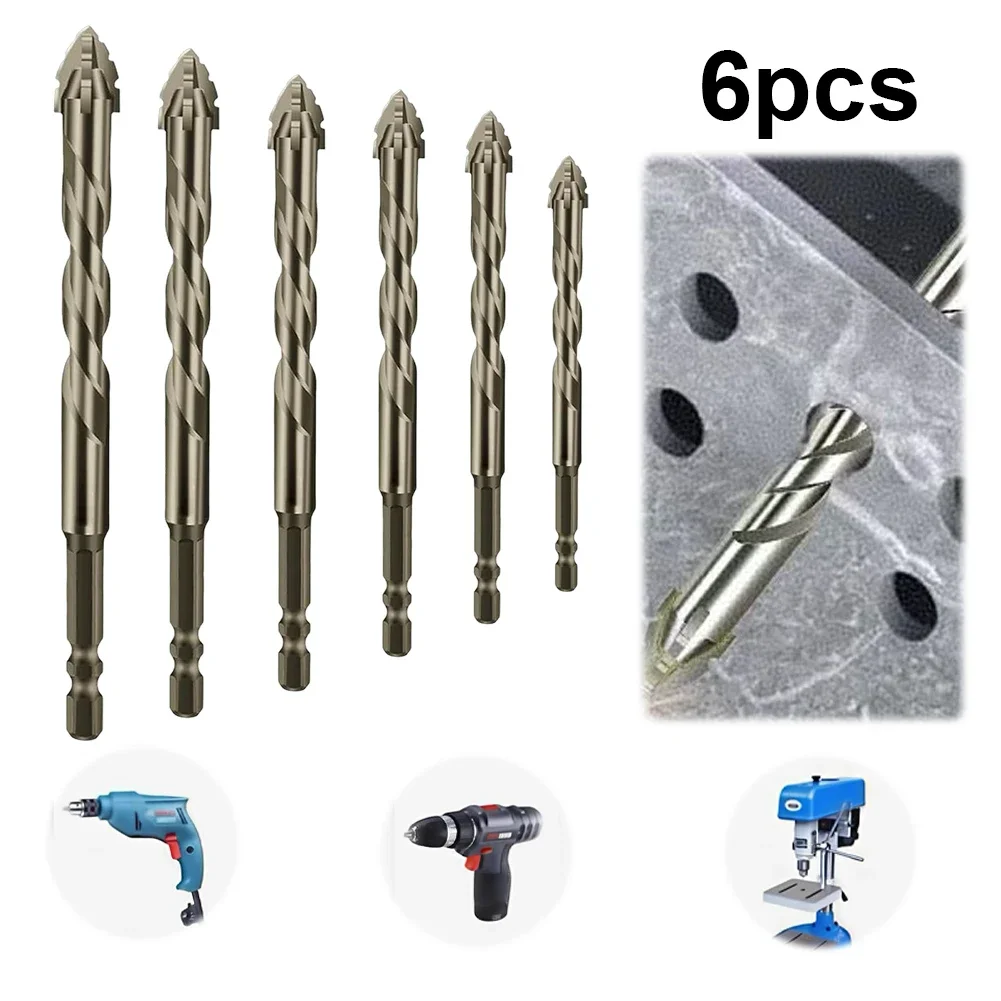 Эксцентриковое сверло с 4 лезвиями, набор сверл для бетонного кирпича из твердого сплава, 4/5/6/8/10/12 мм, четырехгранные зубчатые сверла