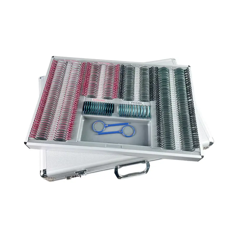 

Trial Lens Set 266 Colorful Metal Rim High Quality Optical Instruments Optometry Kit Aluminum Box Optical Trial Lens Set Case