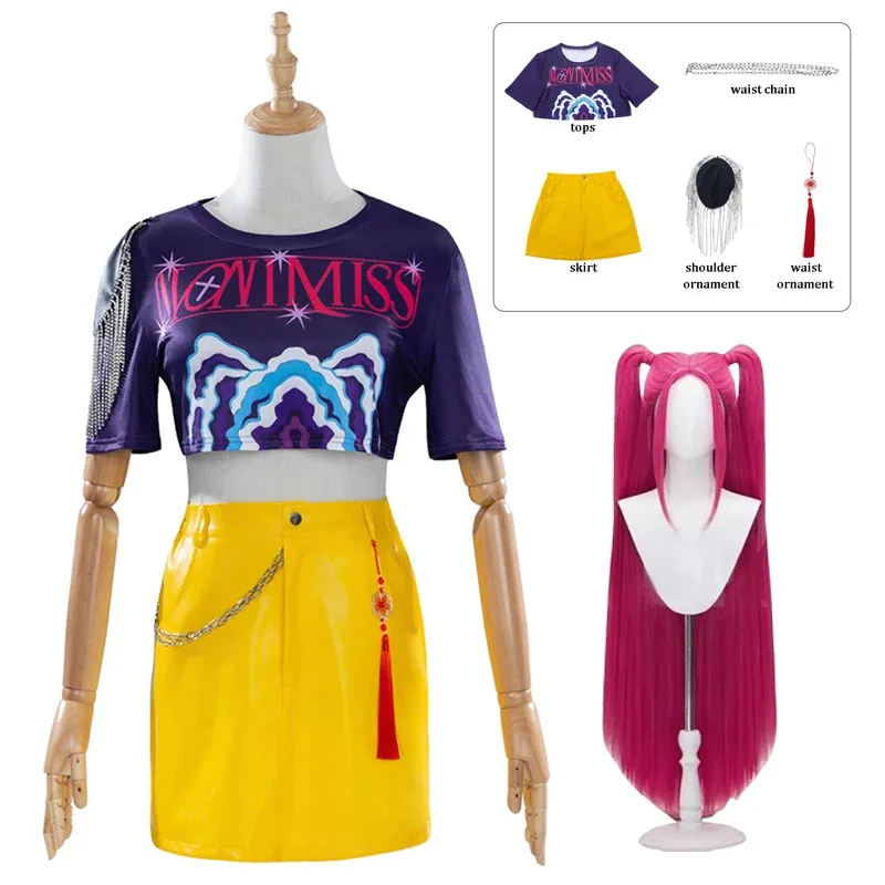 مجموعة إكسسوارات تنورة علوية من KPop Mira، شعر مستعار ميرا للنساء، بدلة لعب الأدوار لحفلات الهالوين #1