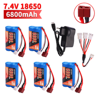 Upgrade 7.4V 18650 6800MAH  Battery for Wltoys 10428/12428/12423 / Q46 RC Car Spare Parts with charger 7.4V T plug for Power car