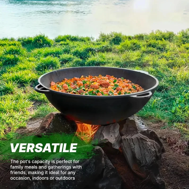 50 100L Cast Iron Kazan For Plov Making Cookware Insulated Double Handle Wide Mouth Outdoor Cooking Oven Pot