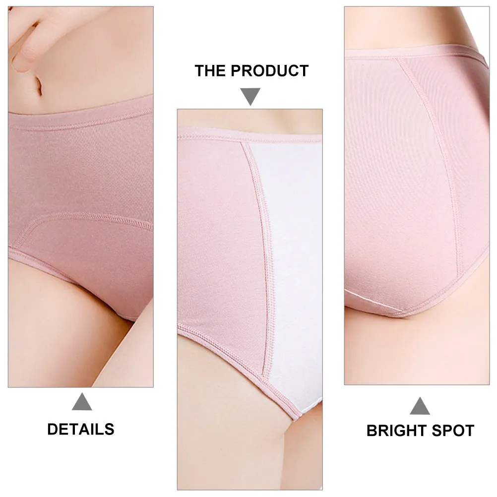 Leak-Proof Mid-Waist Period Panties Cotton Breathable Waterproof Briefs Thickened Absorbent Layer Overnight Protection