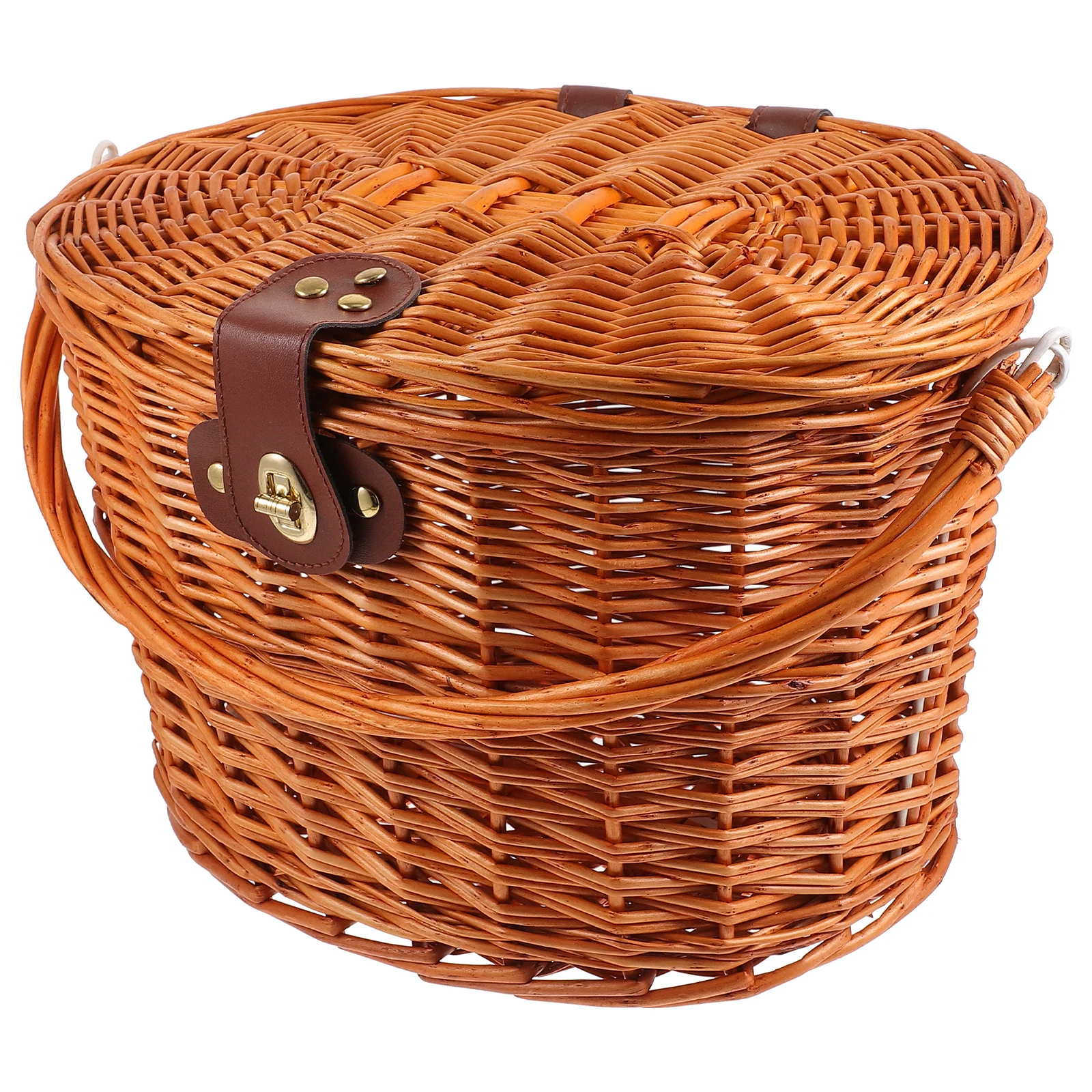 

Wicker Baskets for Bicycles Bike Basket Handle Large Space Style Natural Wicker Riding Accessories Bike Lids Storage