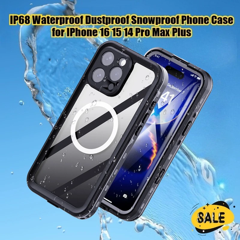 

IP68 Waterproof Case for IPhone 16 15 14 Pro Max Plus Cover 360 Protect Waterproof Anti-drop Dustproof Snowproof Phone Case