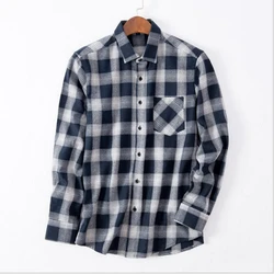 2023 Men Flannel Plaid Shirt Soft Comfort Slim Fit Styles Man Cotton Spring Autumn Casual Long Sleeve Shirts