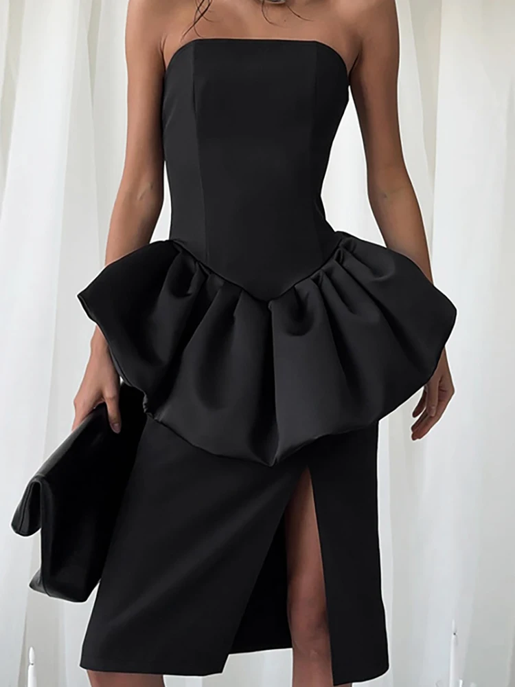 

Модные женские банкетные наряды, летний повседневный топ с открытыми плечами и юбкой, комплекты из 2 предметов, новый темпераментный праздничный костюм без рукавов