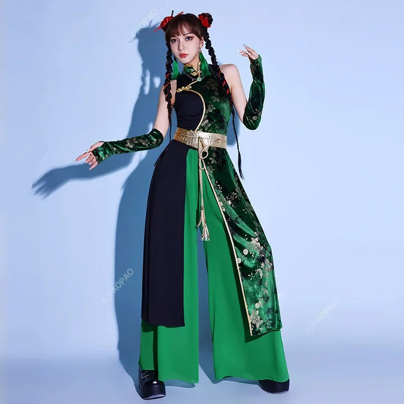 2024 New Chinese Style K-POP Outfit Halloween Costume Black  Party Clothes Female Jazz Dance Women Group Performance Wear Y2K