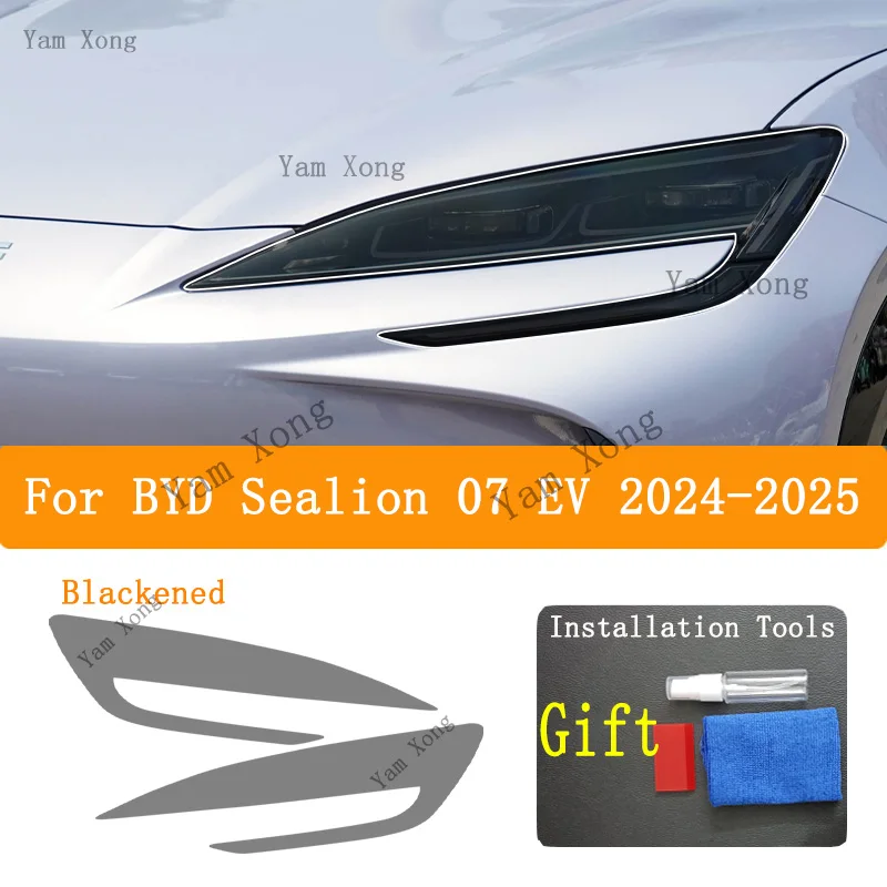 

For BYD Sealion 07 EV 2024 2025 Car Exterior Headlight instrumen Protective Restoration Gearbox Transparent Black TPU Sticker