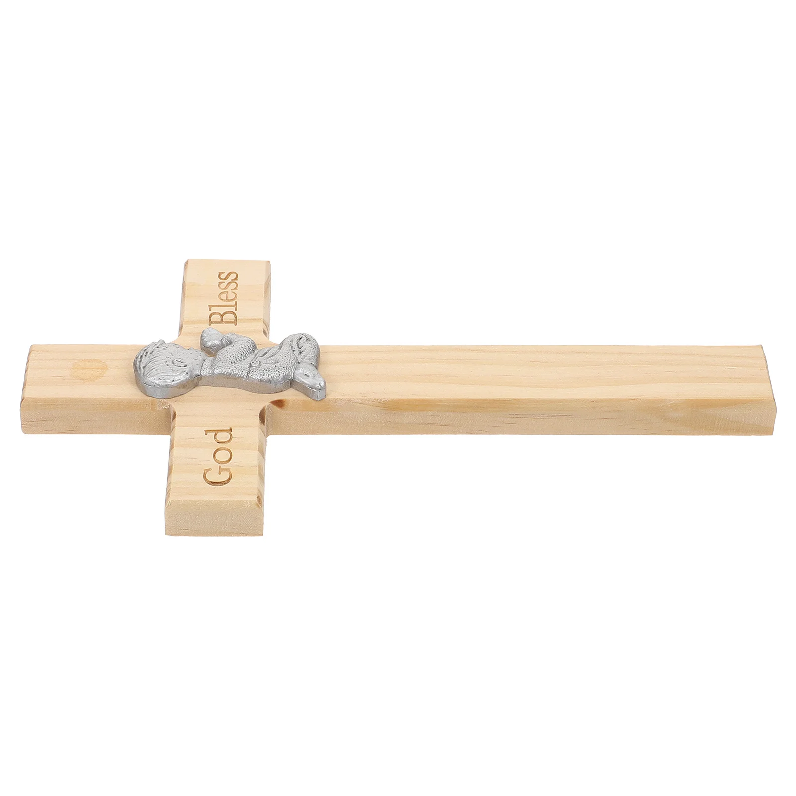 

1Pcs Wooden Cross Decor Traditional Kneel Sitting Solid Wood Cross Ornament Home Office Prayer Blessing