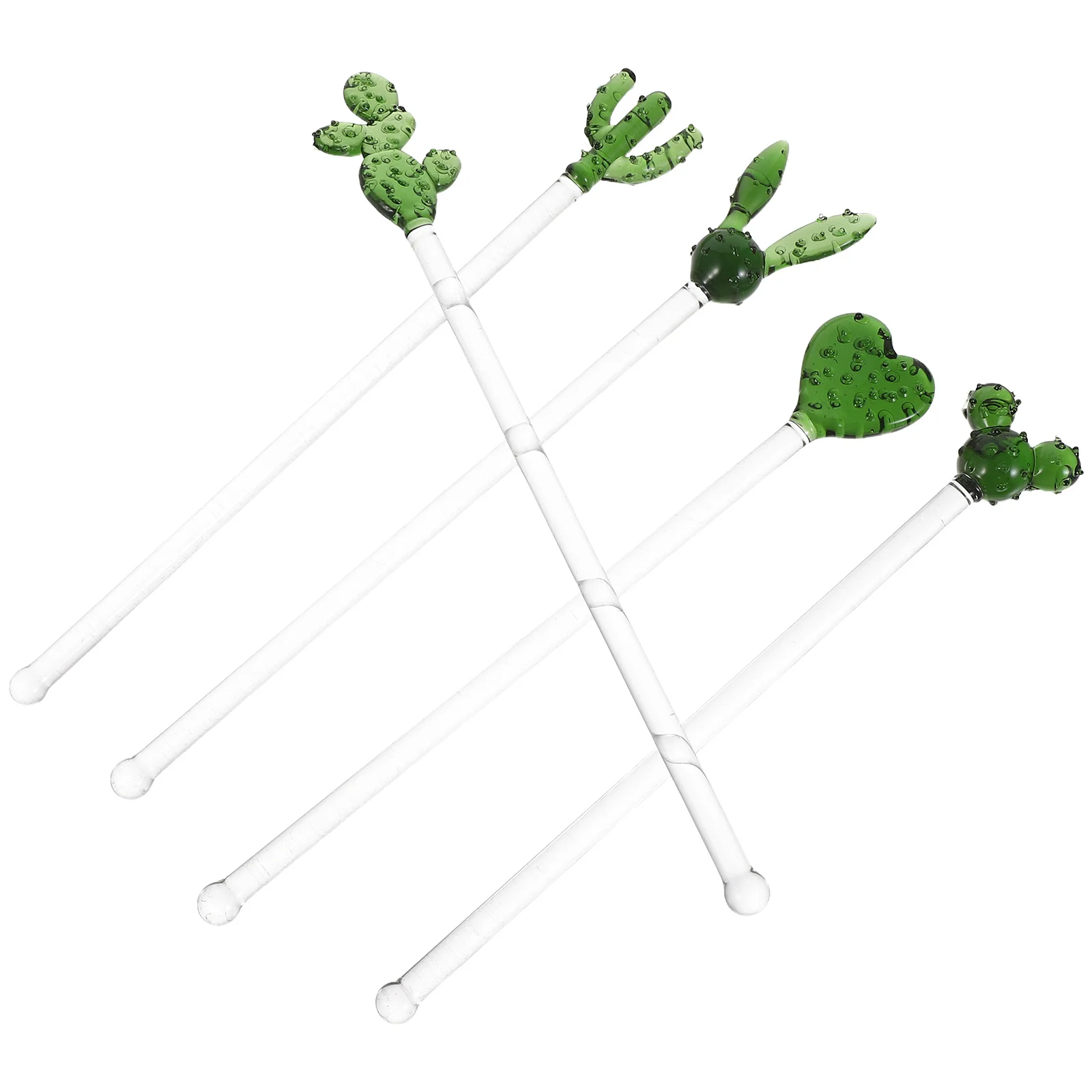 5 pçs haste de agitação de vidro criativo cactus design artesanal japonês artesanato swizzle varas para cocktails café bebidas reutilizáveis