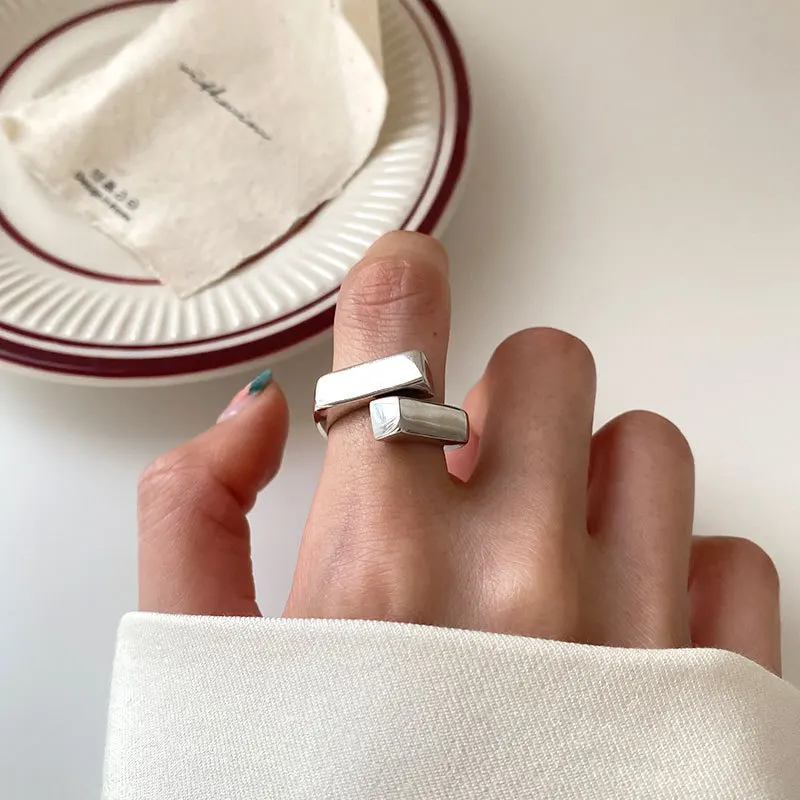 

New 925 Sterling Silver Geometric Punk Stacking, Suitable For Stylish Couples, Retro Fashion Parties, Birthday Gifts