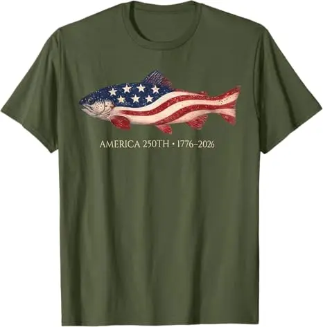 250 America Years 1776 2026 Fishing USA Flag 250th Birthday T-Shirt Y2k Fisherman Outdoor Clothes Novelty Anniversary Gift Tee – Detail 5