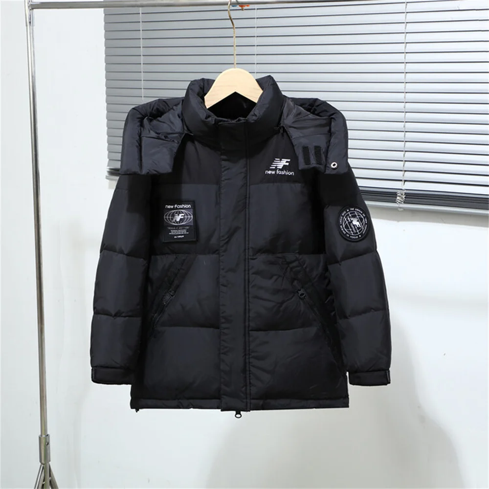 Thickened Insulation Winter Children's Down Jacket Boy Thickened Hooded Girls' Outdoor Long Cotton Jacket