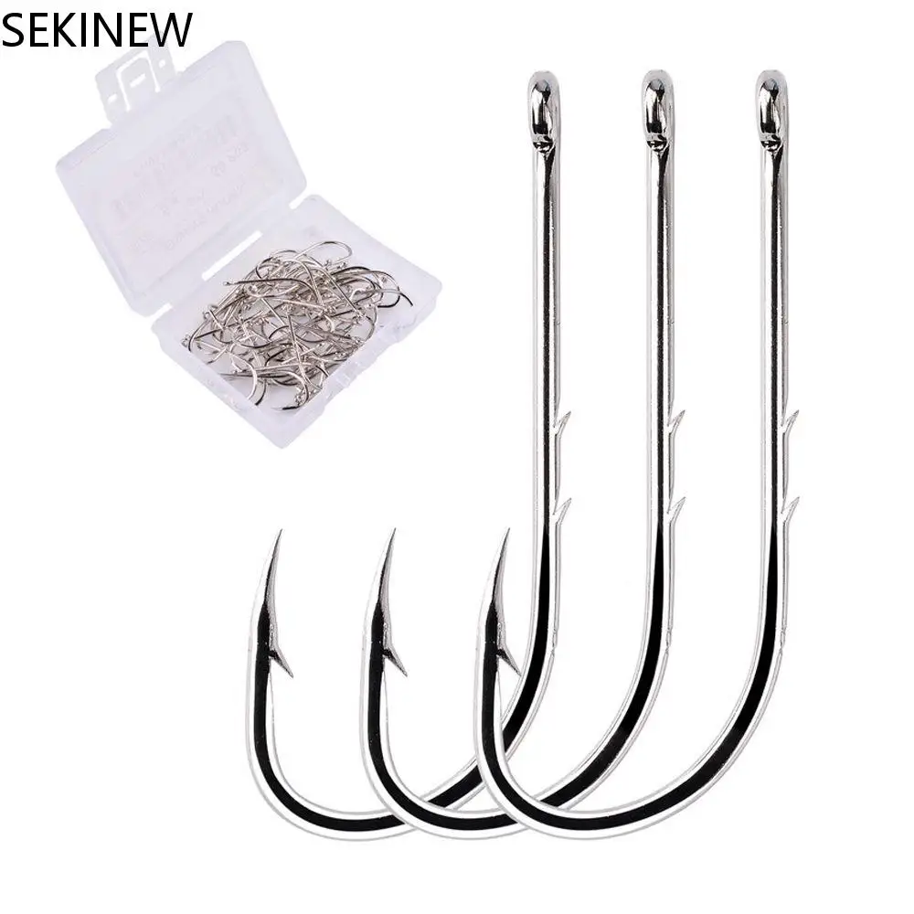 

100 PCS High Carbon Steel Long Double Barbed Baithold Fishing Hook