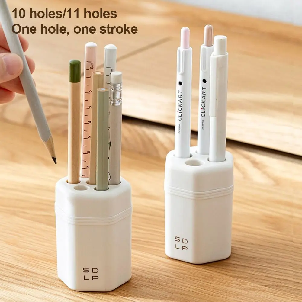 Plastic Pen Holder Partition Pen Organizer Pen Bucket Protective Cover Hexagon/Rectangle Desktop Storage Box Student Study