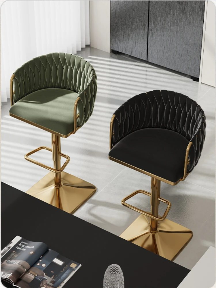 Velvet Bar Chair with Encosto, Bar Chair, Fezes Altas, Elevador Cadeira Giratória, Home Kitchen Furniture, Moderno e Luxo, Café e Balcão