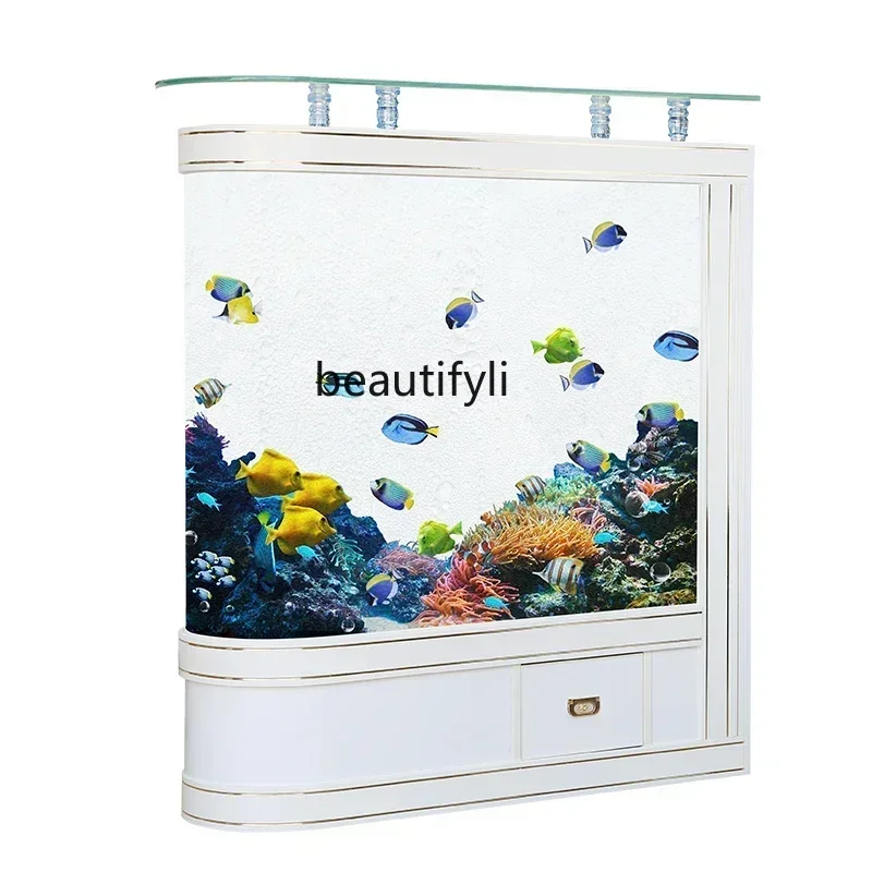 

LXnew Floor Fish Tank Aquarium Living Room Screen Chinese Style Entrance Ecological Side Filter Household LargeSSS