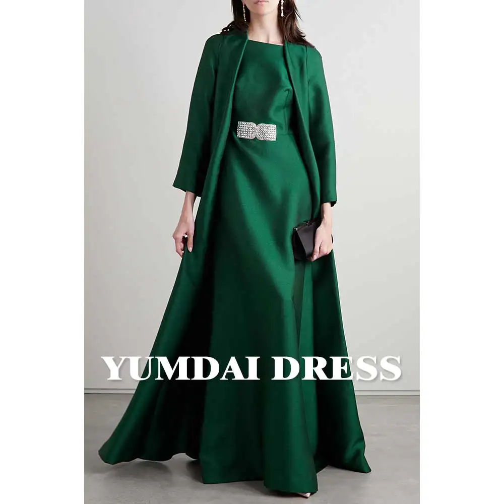 YUMDAI Green Gorgeous Long Sleeve Smock Dress Elegant Ladies Formal Occasion Dress Special Event Banquet Senior Evening Gown