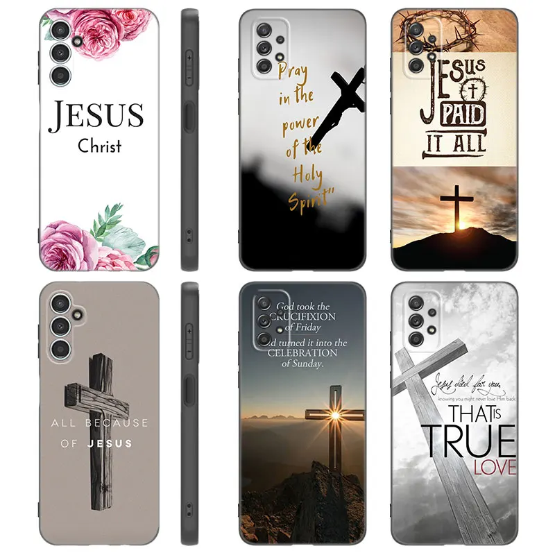 Cross Christian Bible Quotes Phone Case For Samsung A13 A22 A24 A32 4G A25 A34 A35 A52S A53 A54 A55 A73 5G A12 A14 A15 A23 A31