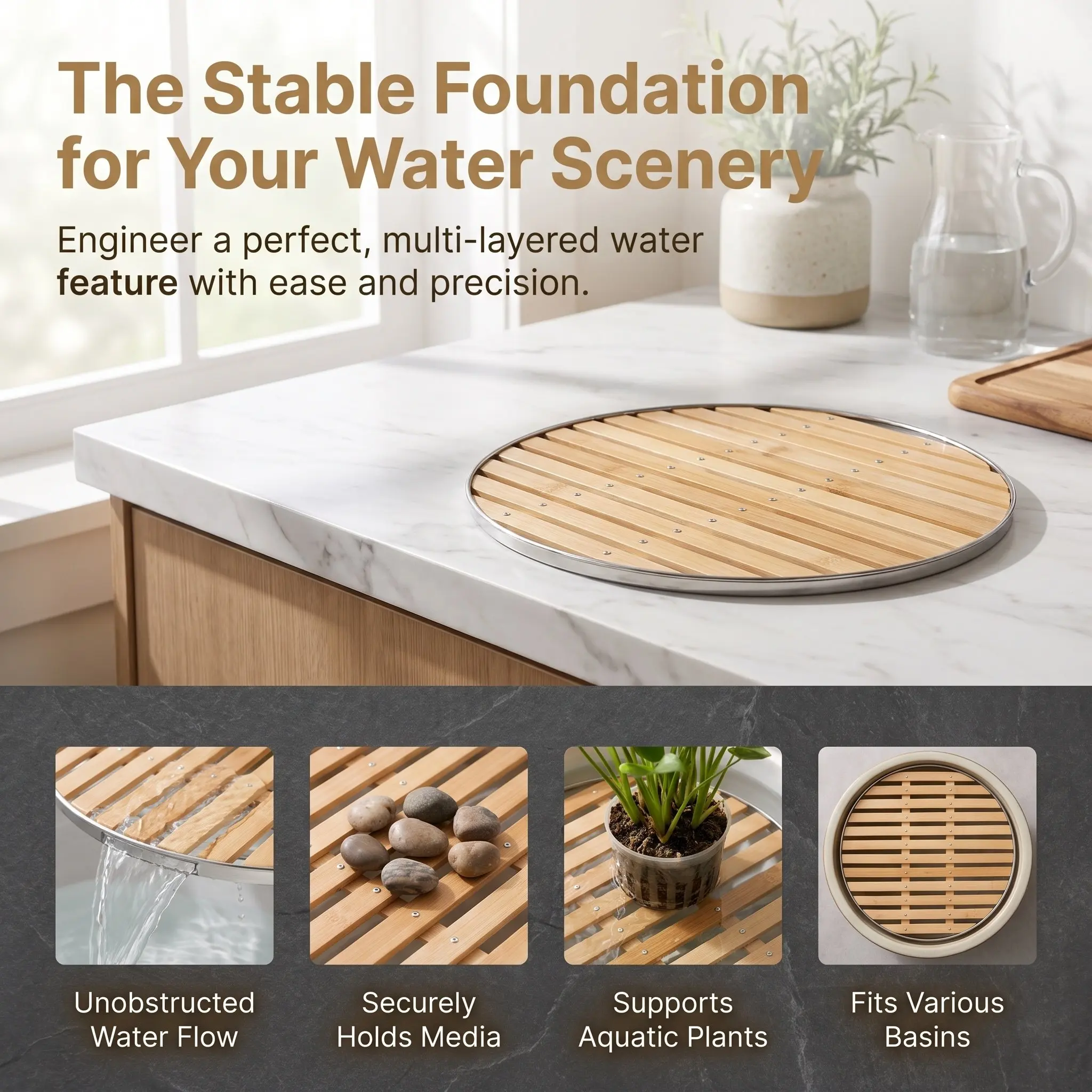 Heavy Duty Fountain Basin Grate 16.5x16.5 Multihole Reservoir Grid for Pond-Free Waterfall Indoor Outdoor Water Gardens Fountain
