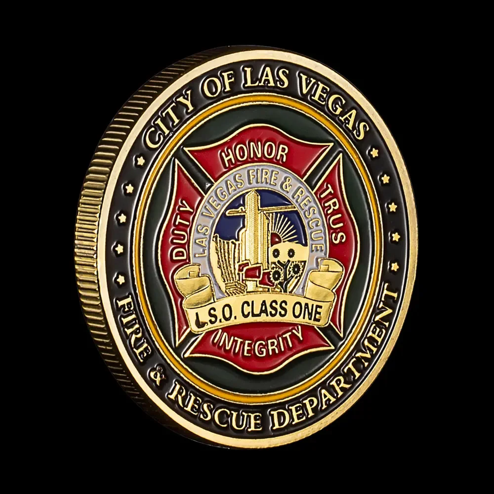 US City of Las Vegas Fire&Rescue Department Souvenir Coin Golden Plated Patron Saint of Firefighters Collection Coin