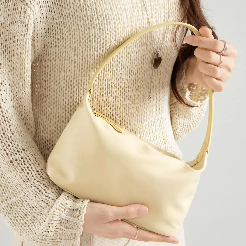 

Retro Korean Style Nylon Handbag Solid Color Lightweight Underarm Bag Large Capacity Small Square Bag Spring Summer