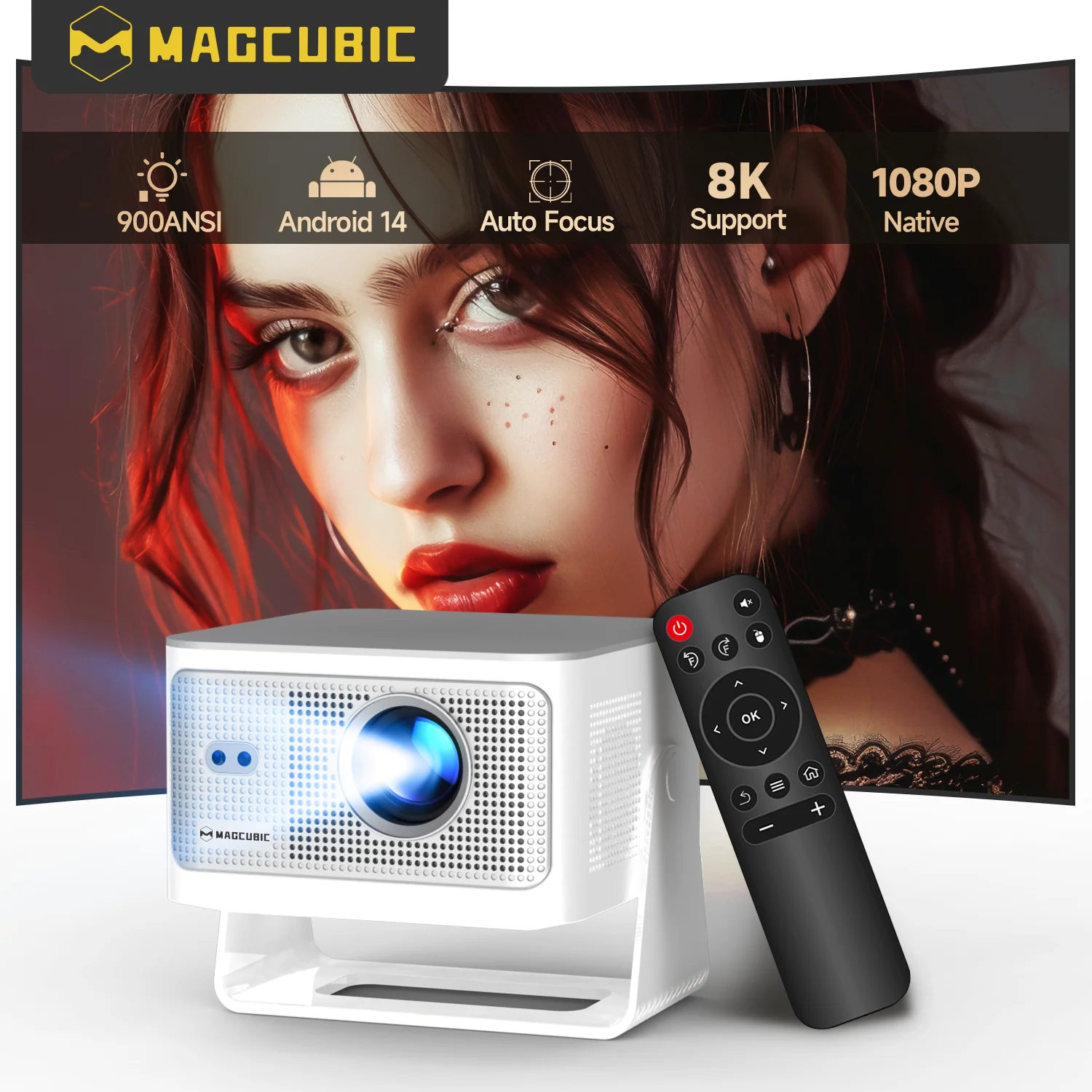 Magcubic Android 14 Projector HY350Max 900ANSI Support 8K Native 1080P Wifi6 BT5.4 16G Allwinner H726 HY350 Max for Gift