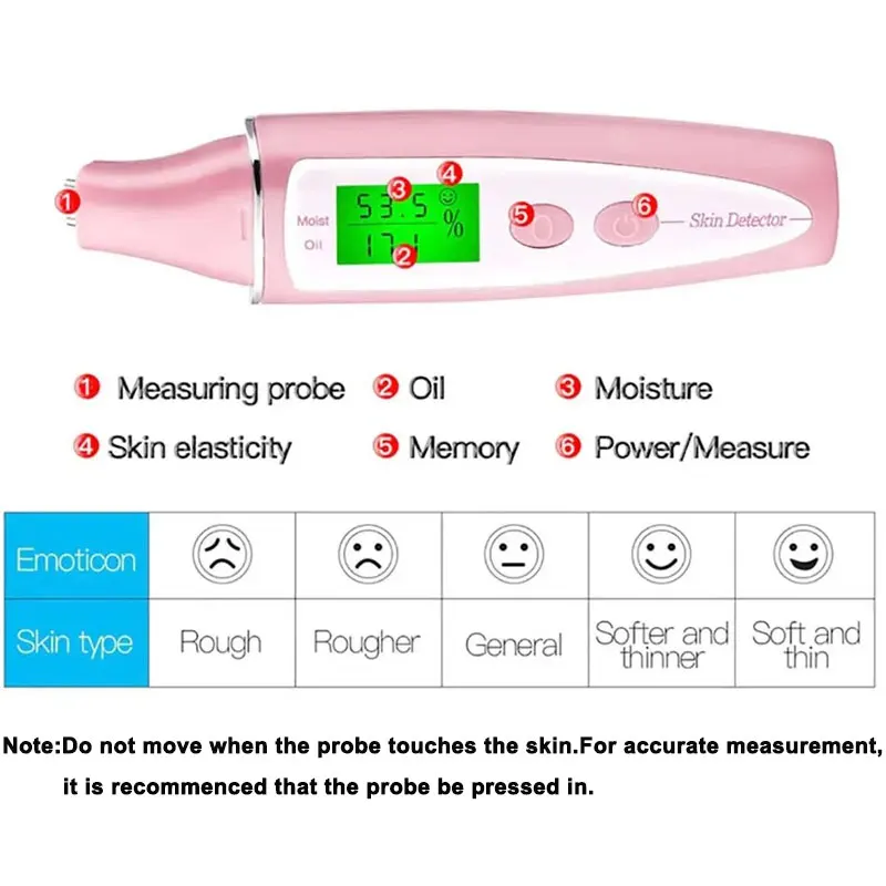 スキンオイル水分テスターマシン LCD 精密検出器デジタルモニタースキンセンサーアナライザーフェイシャルケアツール