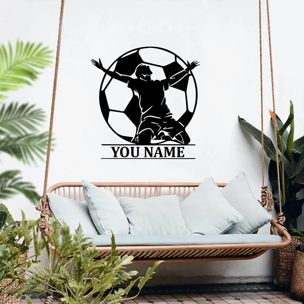1PC Colorful Soccer Customizable Name Wall Art Decal Decoration Fashion Sticker Home Decor Wall Art Sticker Murals