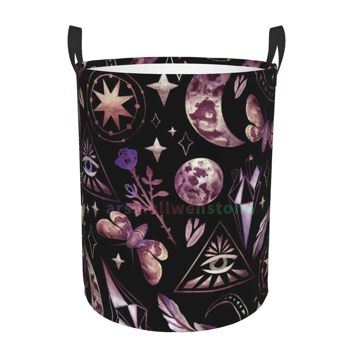 Tarot Moon Butterfly Magic Goth Round Laundry Hamper Storage Basket Toys Clothes Organizer Bin for Home Bathroom Bedroom Dorm