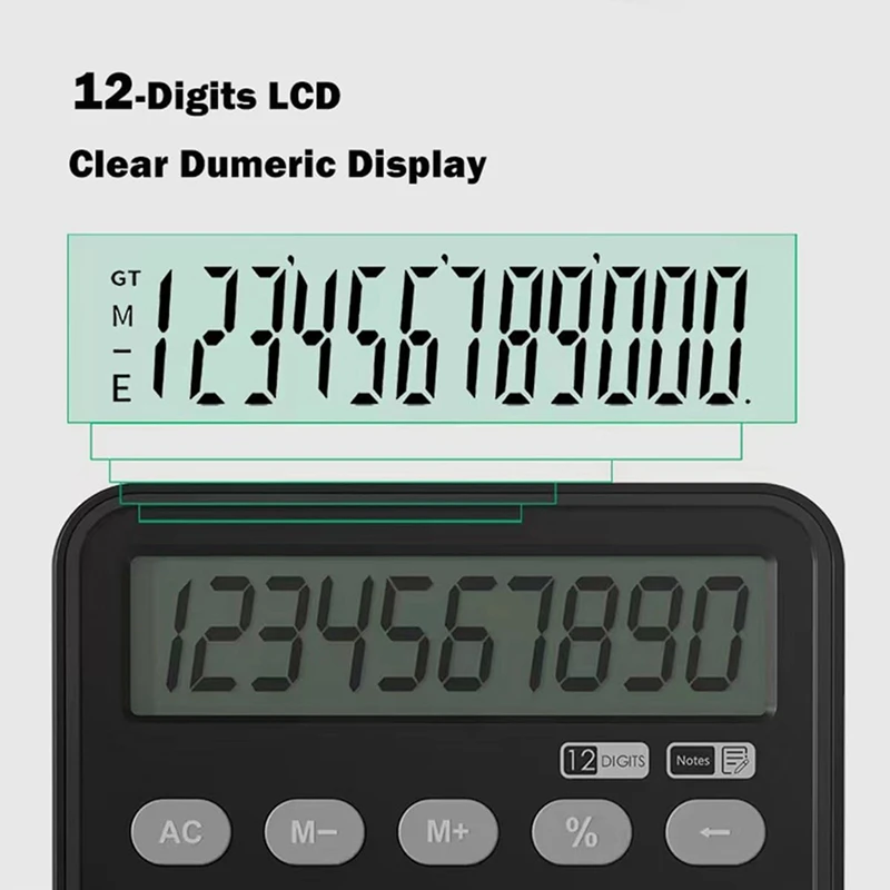 Basic Calculator With Notepad 12-Digit Display Desk Calculator With Writing Tablet Portable Calculator