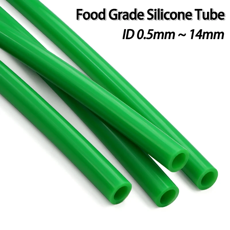 Tubo in Silicone Verde per Alimenti 2/5m, ID 0.5~14mm, Resistente alle Alte Temperature, Flessibile, Non Tossico, per Acqua Potabile e Acquari