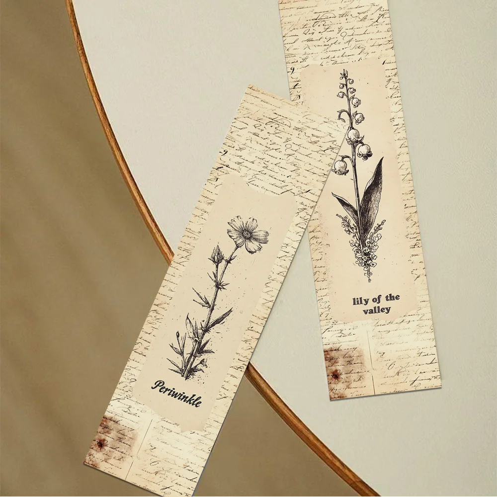 30pcs vintage plants and flowers bookmarks student office supplies books book page labeling paper card decoration DIY bookmarks