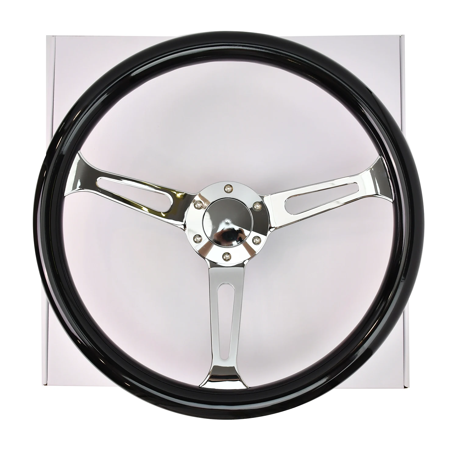 Universal 15 Inch Black Sport Steering Wheel 380mm ABS Drifting Steering Wheel 3 Spokes Long Hole Universal Sport Steering Wheel view 6