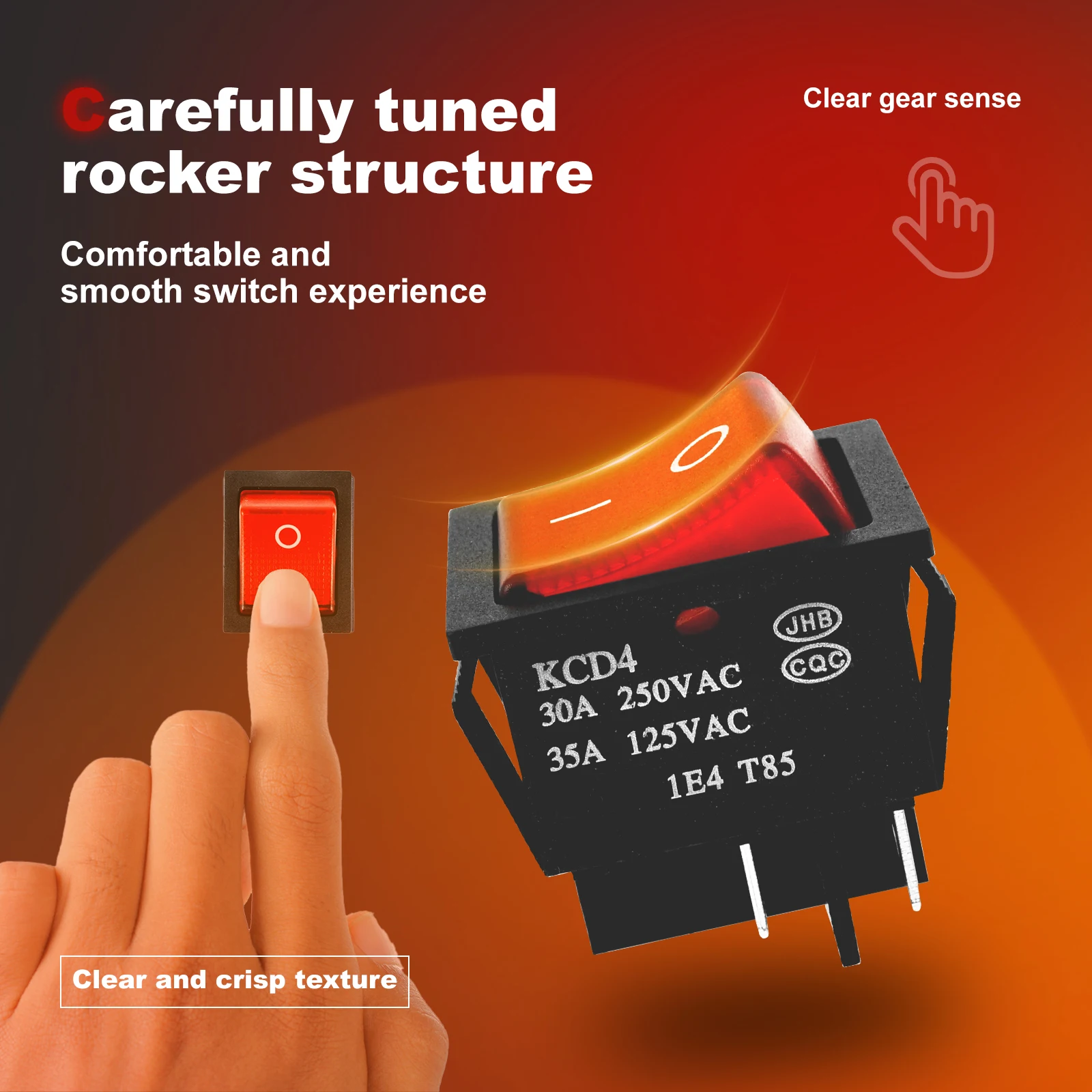 4 قطعة 30A 250 فولت الروك التبديل 4 دبوس الأحمر LED مضاءة تشغيل/إيقاف الروك تبديل التبديل DPST للمعدات الصناعية سيارة السفينة #1