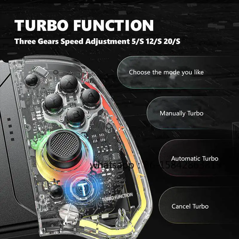 Switch Joy Con Bluetooth Handle Colorful RGB Light Macro Function Left and Right Transparent Handle