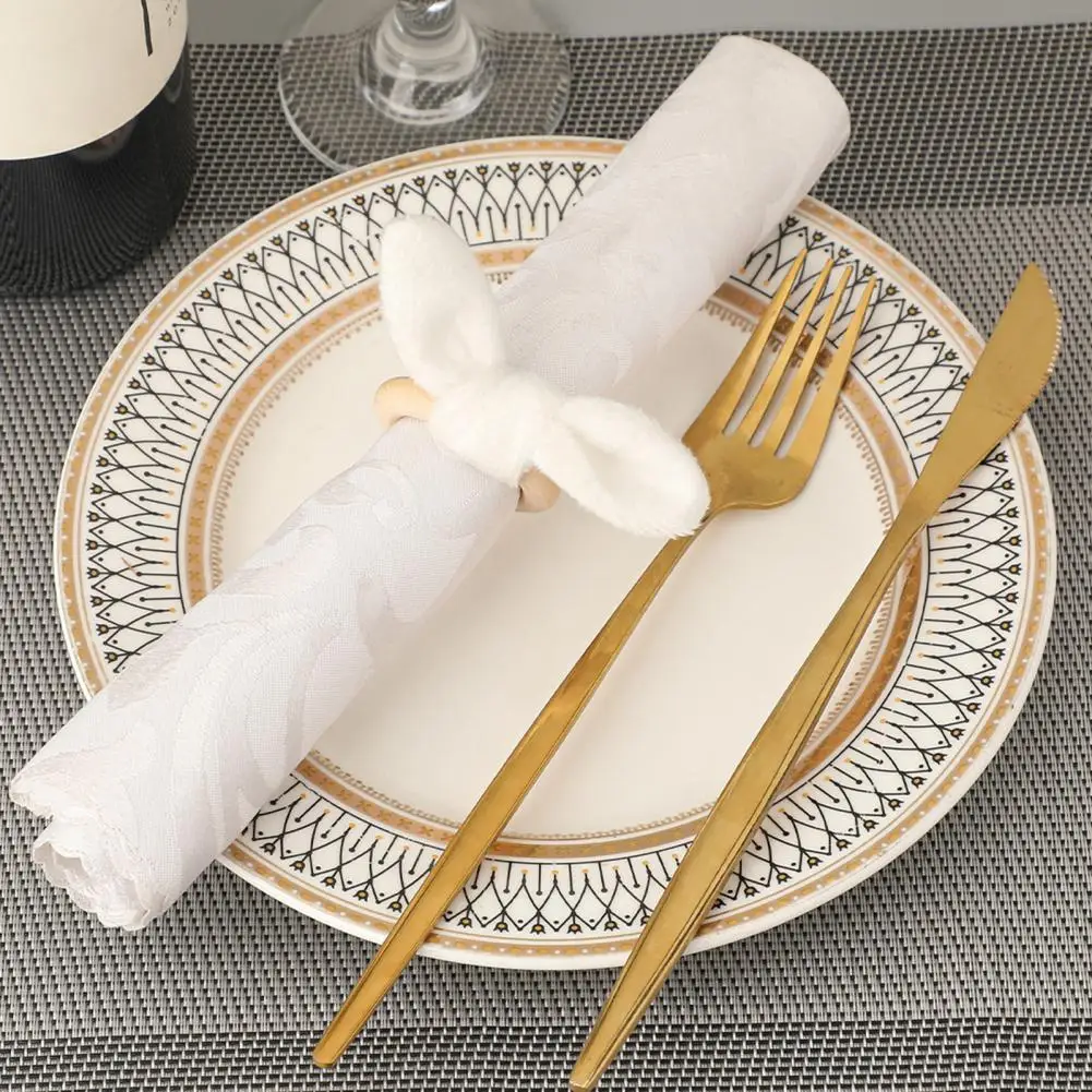 Easter Bunny Napkin Ring Spring Themed Napkin Holder Rabbit Ear Napkin Buckle Table Decorations For Dinner Party Banquet Events