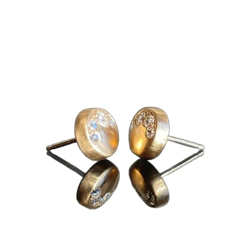 Dailun antique style inlaid zircon light luxury round ball stud earrings retro non-collision temperament old money style earring