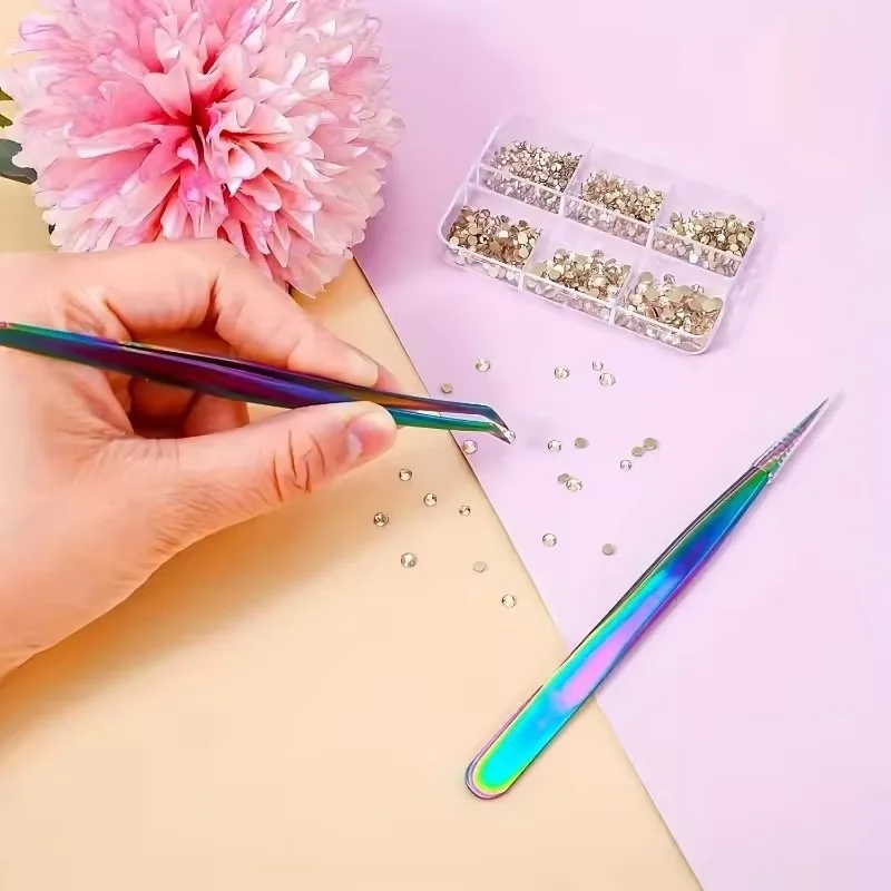 1/4pc New  Eyelash Extension Tweezers Stainless Steel Superhard Colorful Lashes Tweezers High Precision Anti-Static TweezersC516