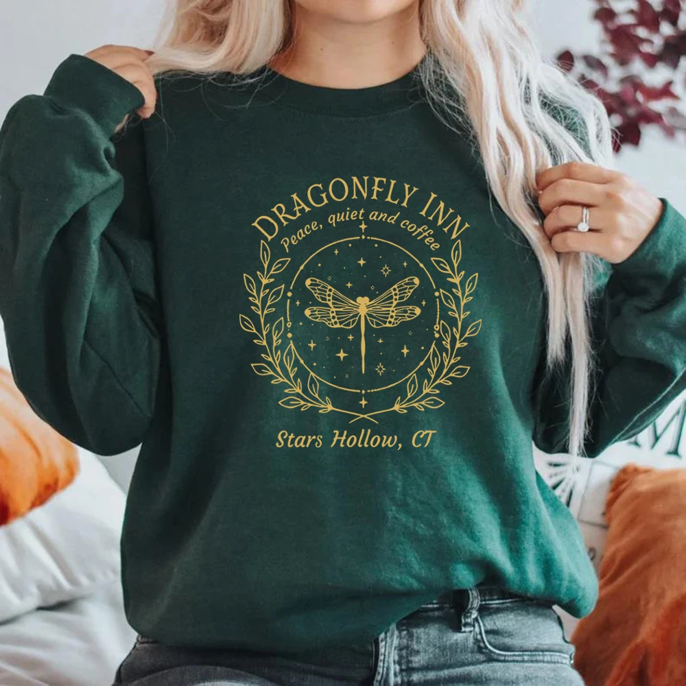 

Stars Hallow Sweatshirt Dragonfly Sweater Dragonfly Lover Gifts Vintage Lukes Diner Sweatshirt Women Graphic Hoodies Streetwear