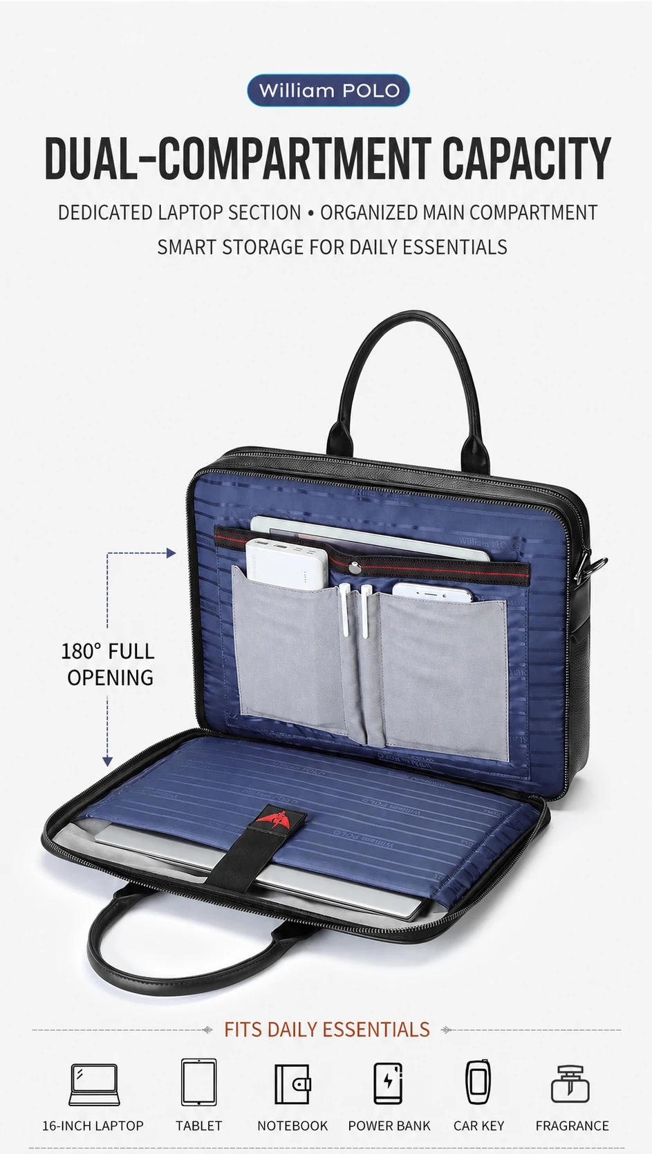 Men's Genuine Leather Briefcase Business Handbag Premium Office Work Commuter Carry Bag Luxury Gift for Men