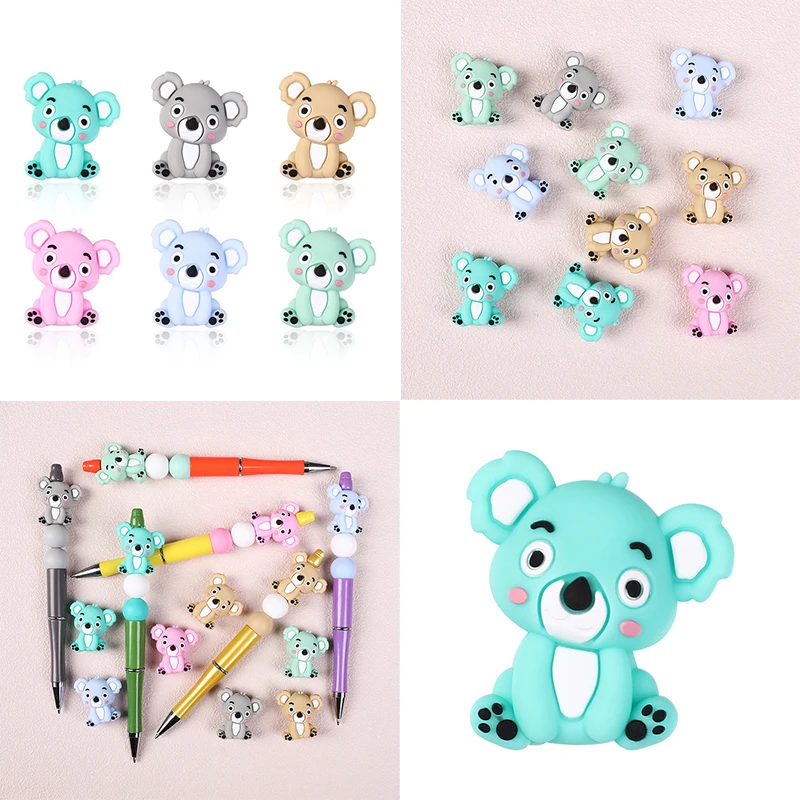 

5/10Pcs 3D koala Focal Silicone Beads Beads For Jewellery Mkng DIY Beaded Pen KeyChain Bracelet Necklace Popular Jewellery