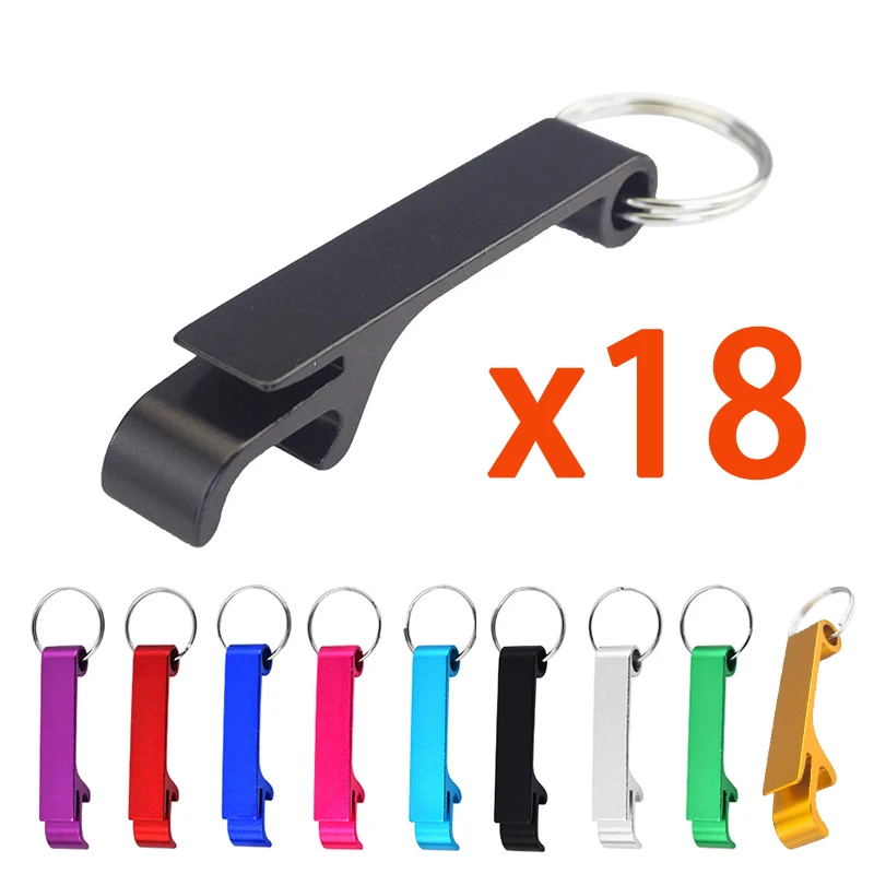 18Pcs Colorful Aluminum Bottle Opener Soda Beer Bottle Opener Keychain Bottle Opener Aluminum Keyring Suitable For Kitchen