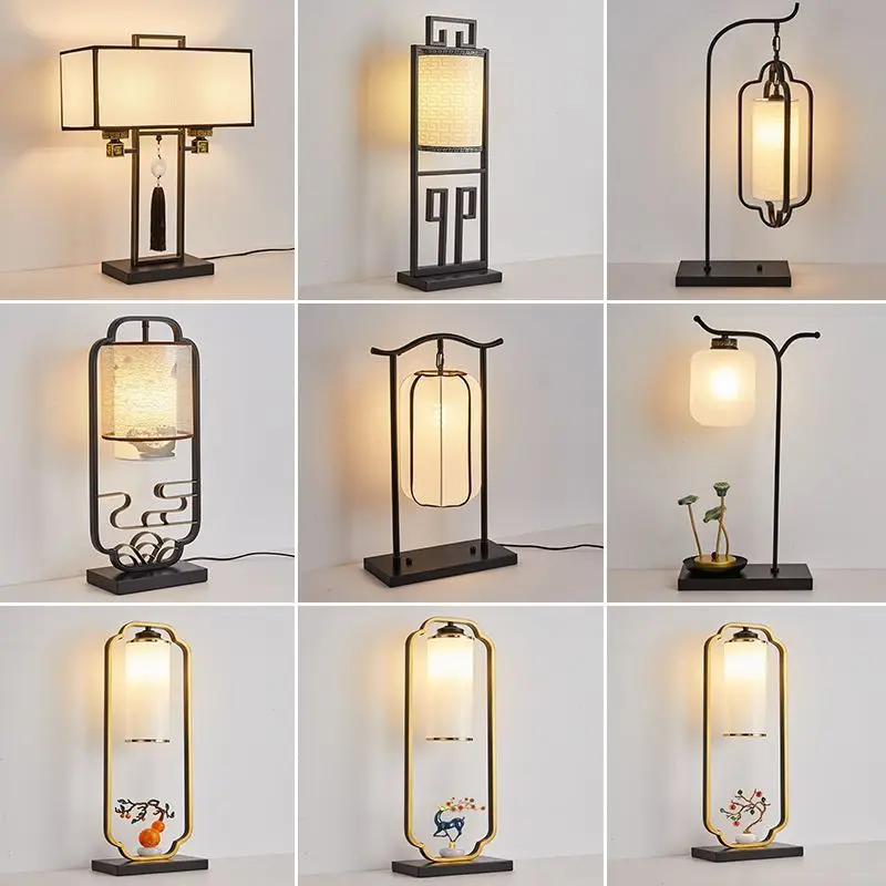 Retro bedroom bedside lamp, new Chinese living room, study room lamp, modern Chinese style, high-end Internet celebrity bedside